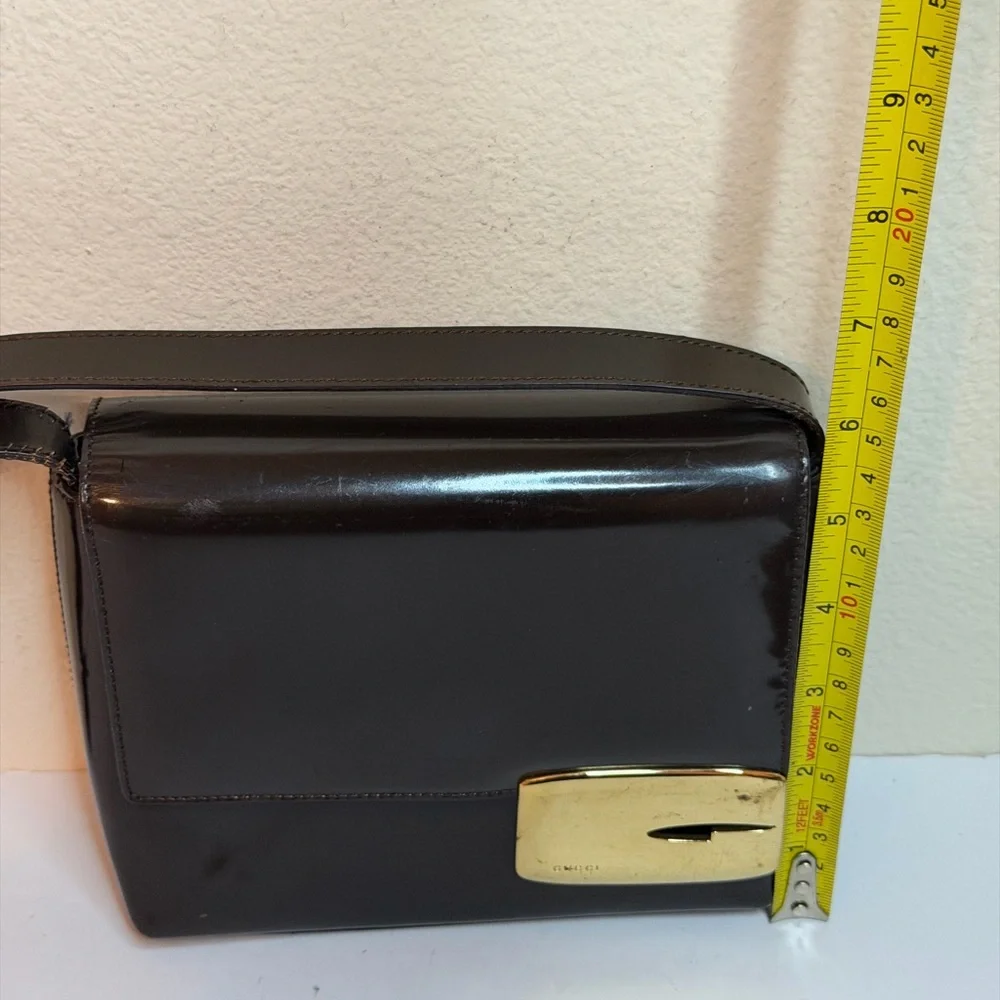 Vintage Gucci Shoulder Bag in Brown Enamel Leather PROJECT - Picture 3 of 16